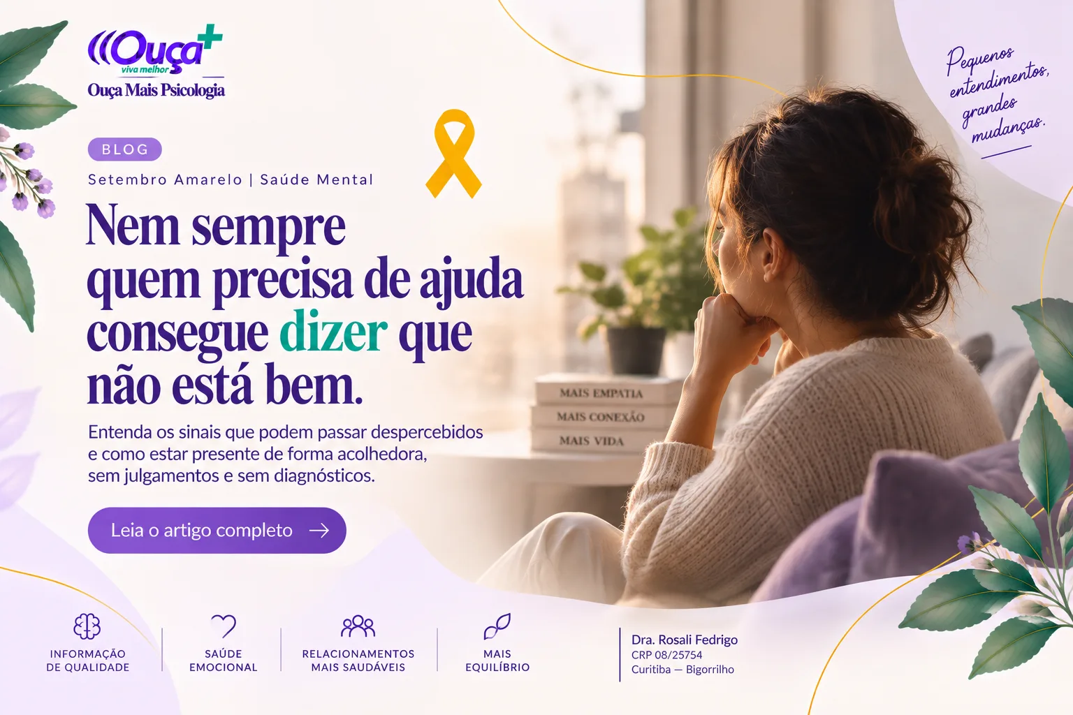 Pessoa junto à janela na capa da campanha Setembro Amarelo